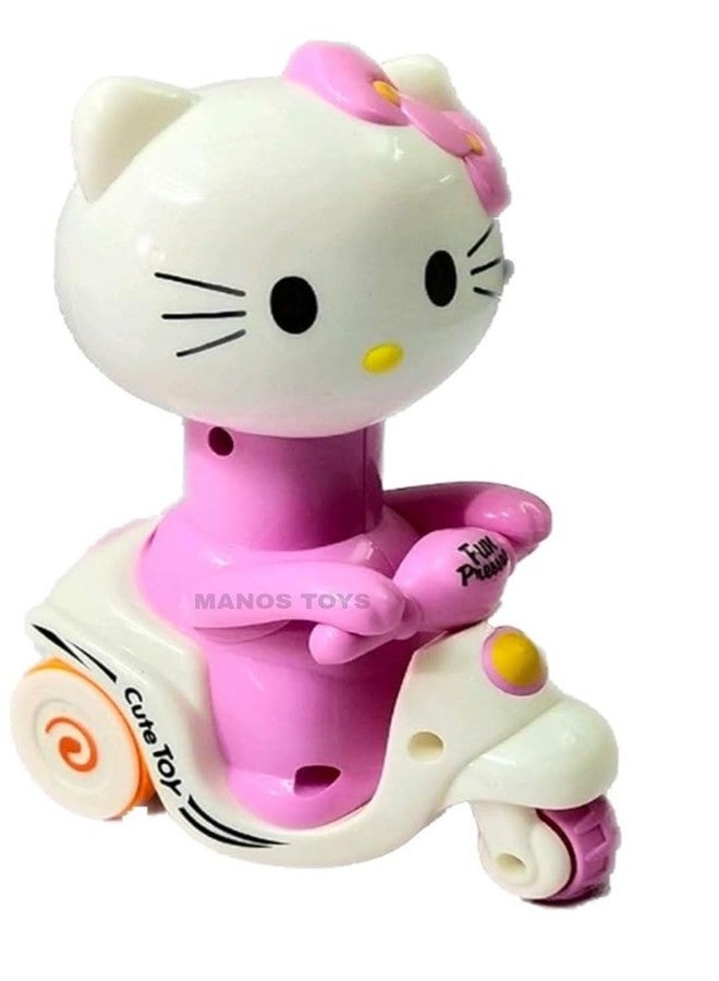 Manos Kitty Scooter Press and Go Toy - Unbreakable Friction Powered Motorcycle Toy for Kids /Baby /Girl/BOY Toddlers (Pack of 1) (Kitty) - Image 2